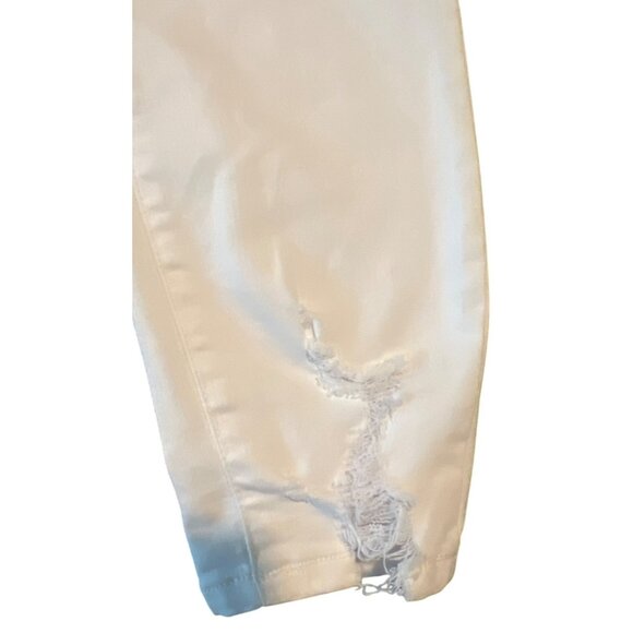 Bridge By Gly White Curvy High Rise Ankle Skinny Jeans Size 30 Distressed Hem - Picture 5 of 9